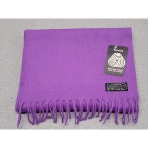 Woolmark Lambswool Scarf Womens 70"x10" Purple 100% Pure New Wool Soft Fringe